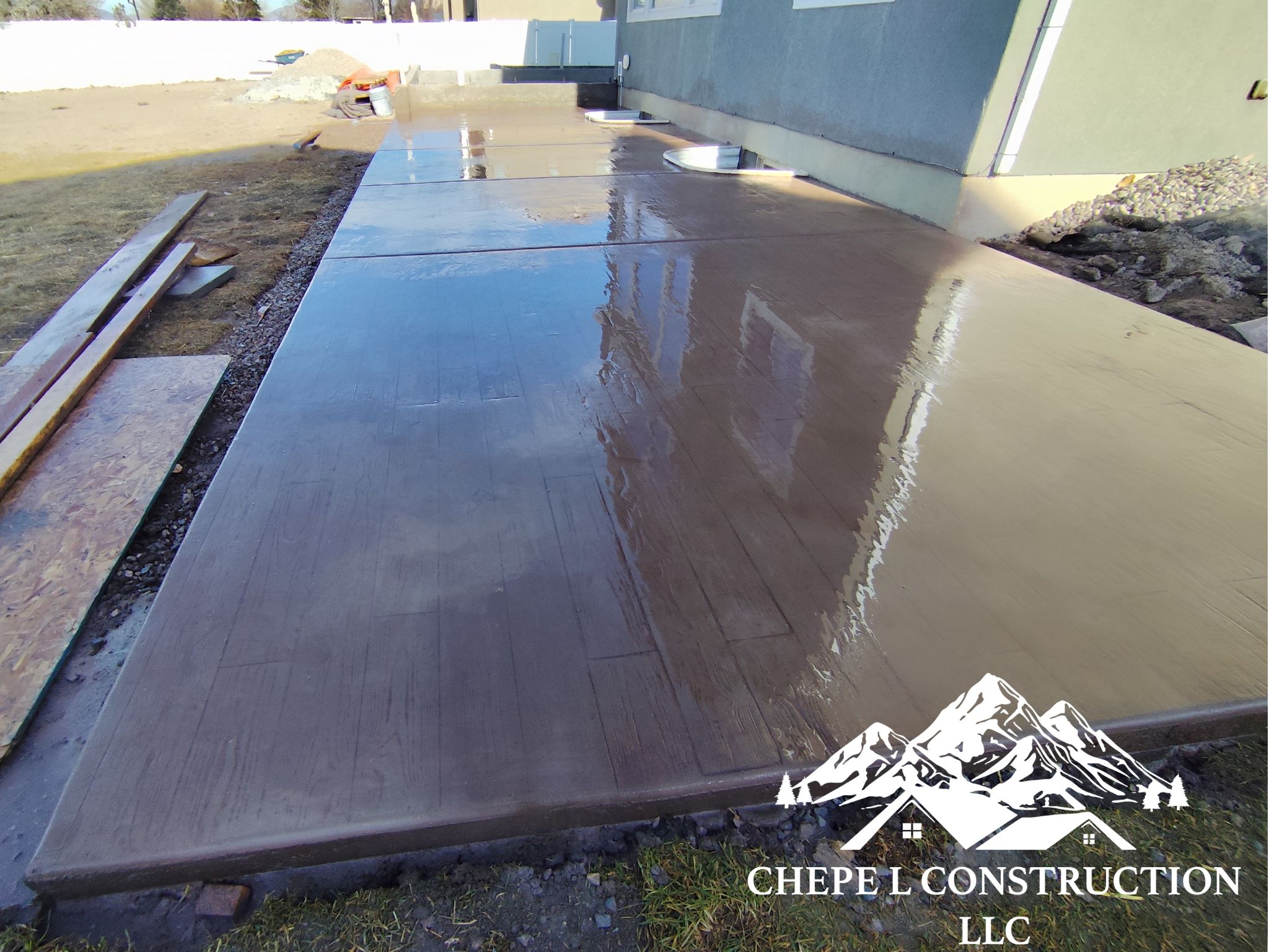 Detail of professional concrete work and finishing.